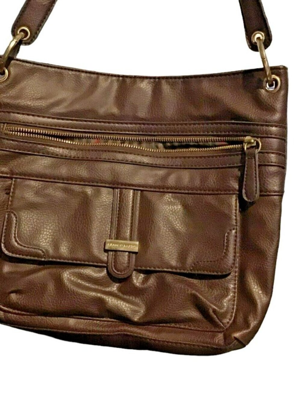 Franco Sarto Brown Handbag Purse Shoulder Bag Hobo Vegan Leather Satchel